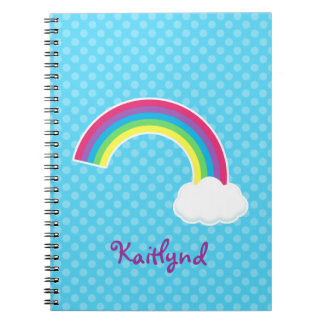 Caderno Espiral Arco-íris e nuvem feitos sob encomenda