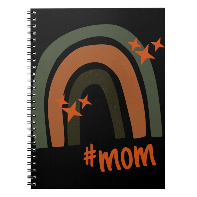 Caderno Espiral Arco-Íris Laranja Verde-Boêmico Personalizado #mãe (Frente)