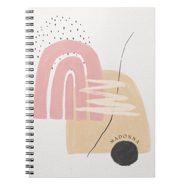 Caderno Espiral Arco-íris Rosa Bege Moderno Personalizado (Frente)