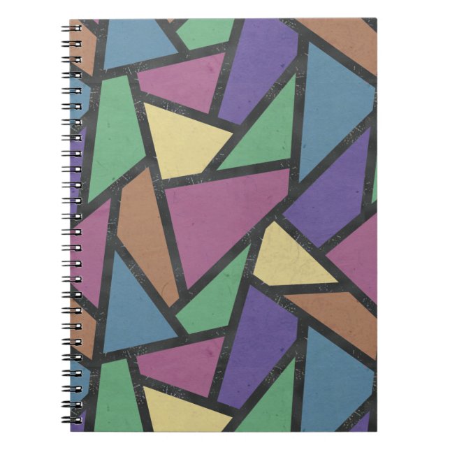 Caderno Espiral Arco-íris torto cores padrão do mosaico (Frente)