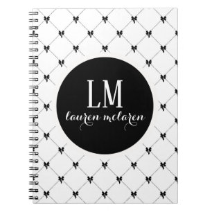 Caderno Espiral Arco Monograma Branco e Preto