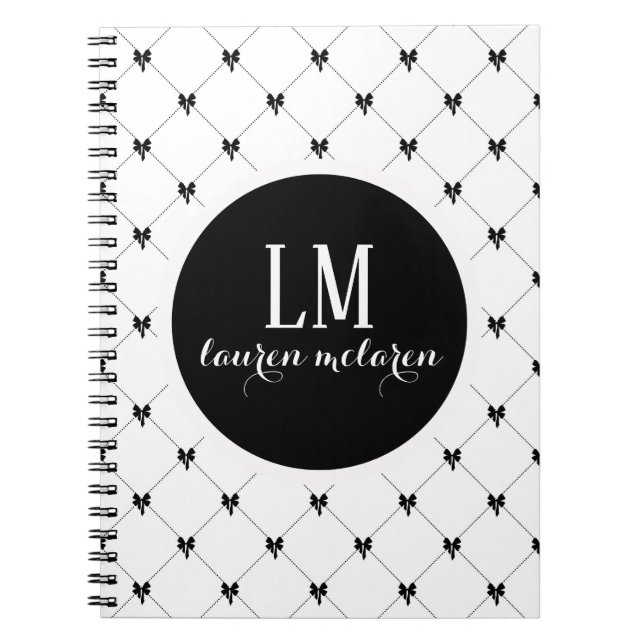 Caderno Espiral Arco Monograma Branco e Preto (Frente)