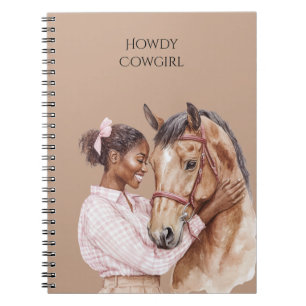 Caderno Espiral Arco rosa Fazenda ocidental Cavalo