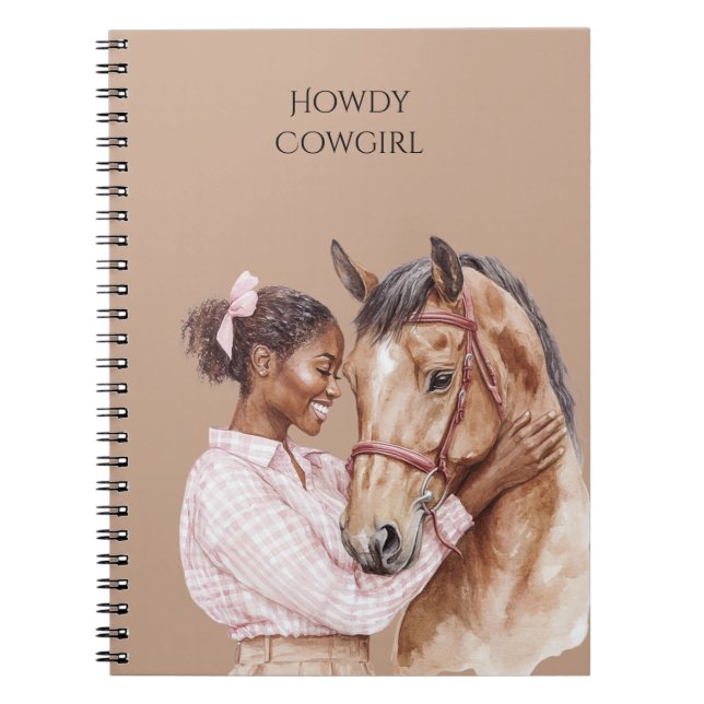 Caderno Espiral Arco rosa Fazenda ocidental Cavalo (Frente)