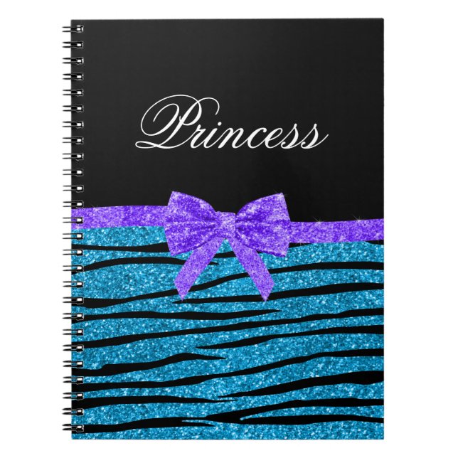Caderno Espiral arco roxo de zebra azul princesa (Frente)