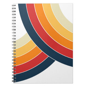 Caderno Espiral Arcos duplos coloridos no estilo retrô