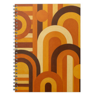 Caderno Espiral Arcos e Manchas Solares Design Geométrico Retro MC