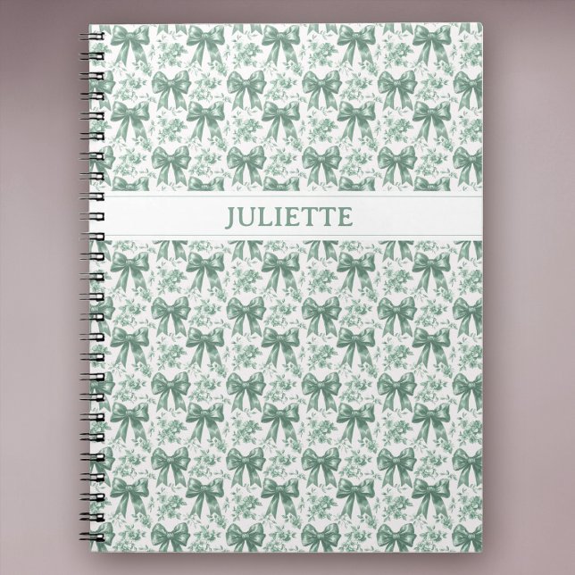 Caderno Espiral Arcos Verdes Florais Elegante Vintage (Criador carregado)