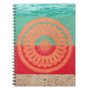 Caderno Espiral Areia da praia, toalha de praia, oceano