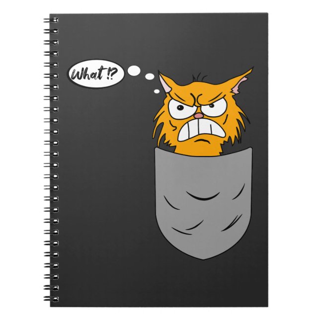 Caderno Espiral ärgerliche Katze in Brusttasche (Frente)