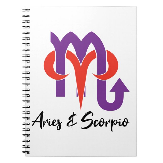 Caderno Espiral Aries e Casais Escorpiões Horoscópio Zodiac (Frente)