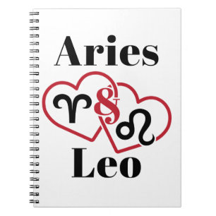 Caderno Espiral Aries e Leo Casais Zodiac Horoscope