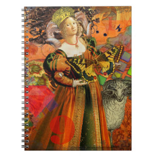 Caderno Espiral Aries Orange Woman Gothic Illustration