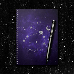 Caderno Espiral Áries roxas Astrologia Cósmica Horoscópio