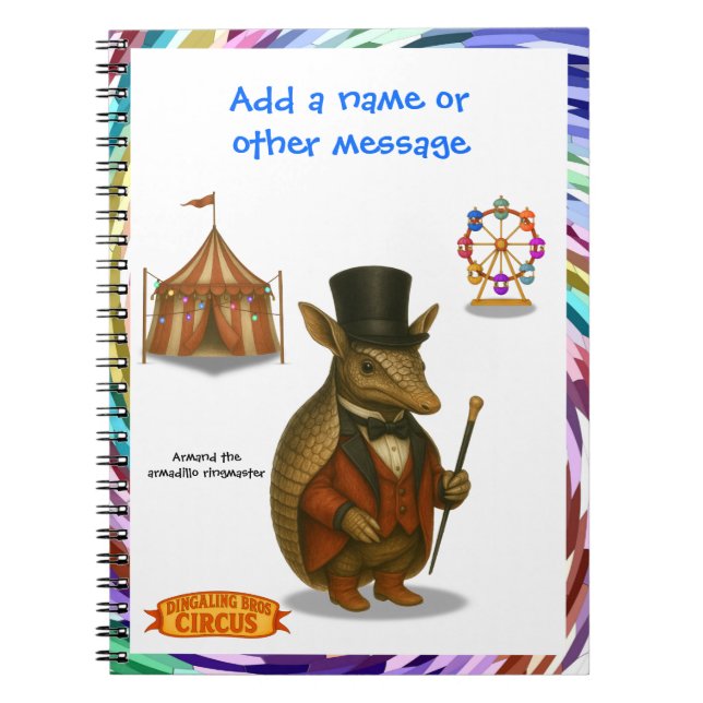 Caderno Espiral Armand o armadillo apresentador de circo (Frente)
