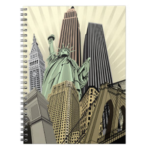 Caderno Espiral Arquitectura da cidade estilizado super NYC