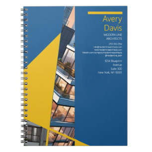 Caderno Espiral Arquiteto Estilo Bauhaus, Geométrico Azul e Amarel