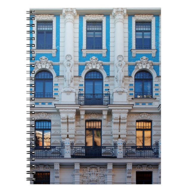 Caderno Espiral Arquitetura Art Nouveau em Riga, Letónia (Frente)