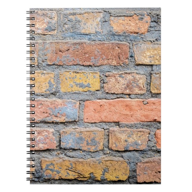 Caderno Espiral Arquitetura de fundo de textura de tijolo antiga,  (Frente)