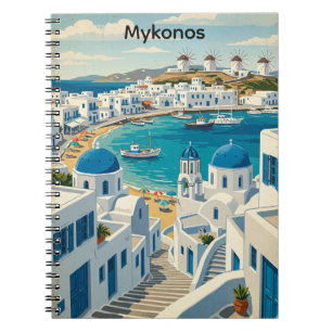 Caderno Espiral Arquitetura de Moinhos de Vento de Mykonos Grécia