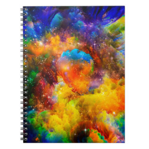Caderno Espiral Arranjo criativo de elementos fractais, luzes a