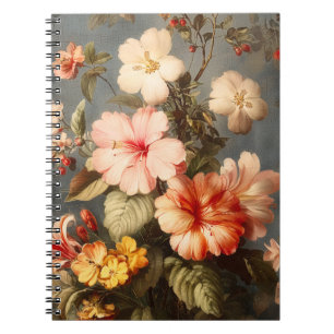 Caderno Espiral Arranjo Floral Vintage Vibrante