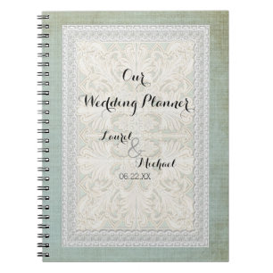 Caderno Espiral Arranjo Russo de Casamento com Vintage Linen