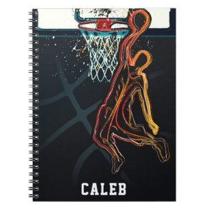 Caderno Espiral Arremesso de Enterrada de Basquete Moderno Urbano 
