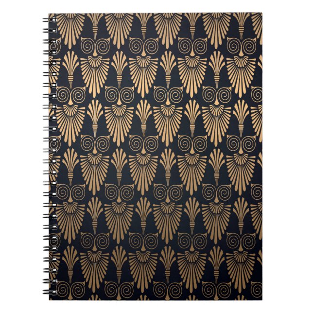 Caderno Espiral Art Deco Black Dourado: Retro. (Frente)