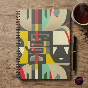 Caderno Espiral Art Deco Encontra o Moderno de Meados do Século