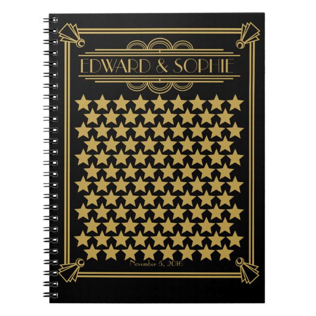 Caderno Espiral Art Deco Excelente Gatsby 1920 Livro de convidados (Frente)