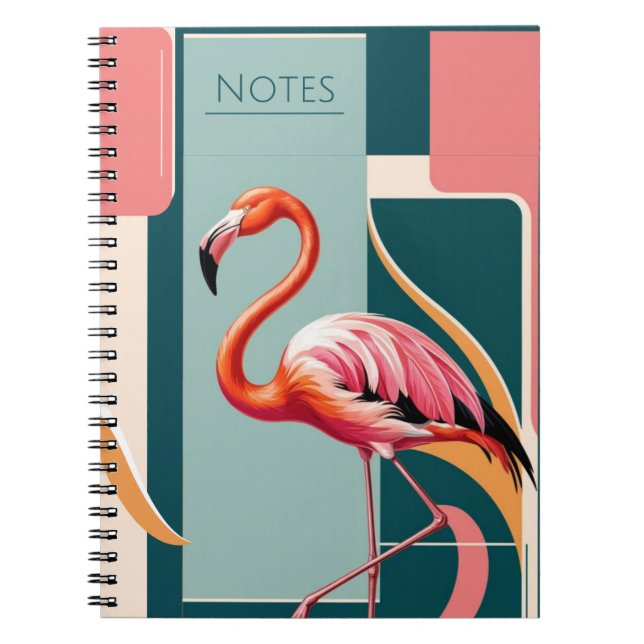 Caderno Espiral Art Deco Flamingo (Frente)