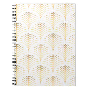 Caderno Espiral Art Deco Floral: Elegância Ouro.