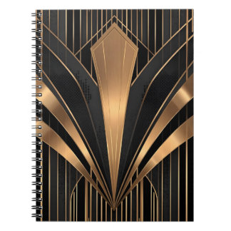 Caderno Espiral Art Deco Gold Sunburst Luxury Geometry