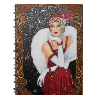 Caderno Espiral Art Deco Lady Vintage Pele Espiral Foto Espiral No