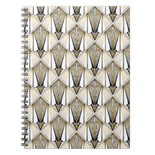 Caderno Espiral Art Deco, luxo de ouro