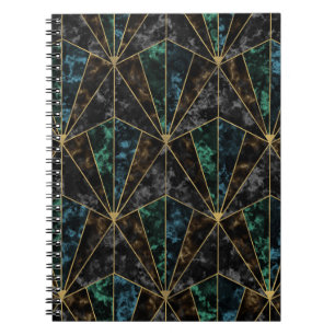 Caderno Espiral Art Deco Marble: Malachite Luxury