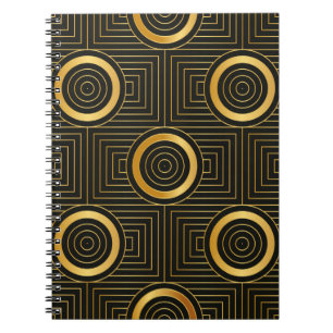 Caderno Espiral Art Deco - padrão de wallpaper de vintage sem des