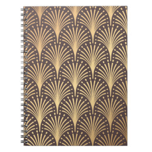 Caderno Espiral Art Deco Pattern. Fundo de ouro perfeito. Mini