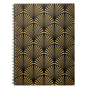 Caderno Espiral Art Deco Pattern. Serralheiro preto sem costura e