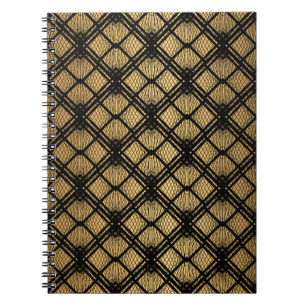 Caderno Espiral Art Deco Pattern. Serralheiro preto sem costura e