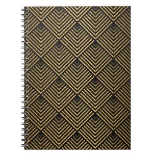 Caderno Espiral Art Deco Pattern. Serralheiro preto sem costura e