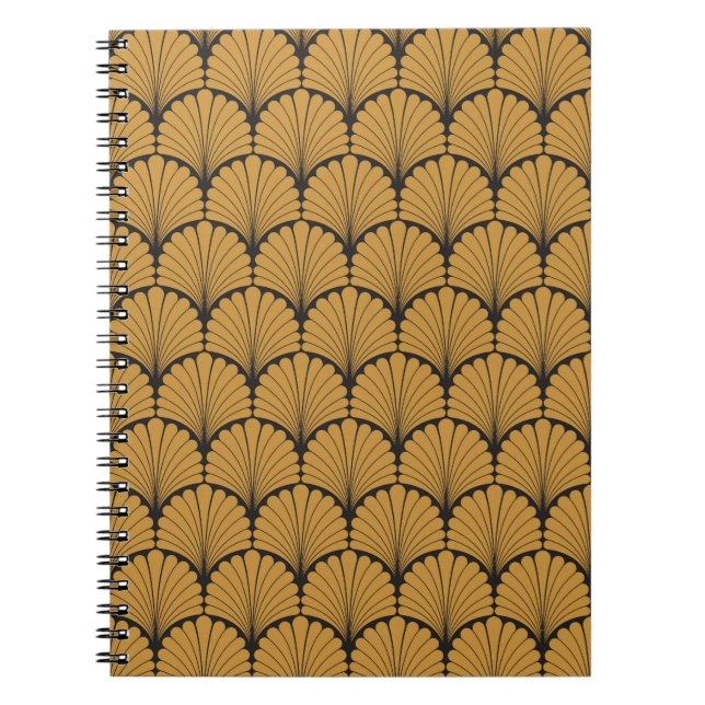 Caderno Espiral Art Deco Textura Geométrica Floral (Frente)