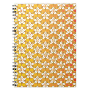 Caderno Espiral Art Nouveau amarelo Jonquil floral wallpaper damas