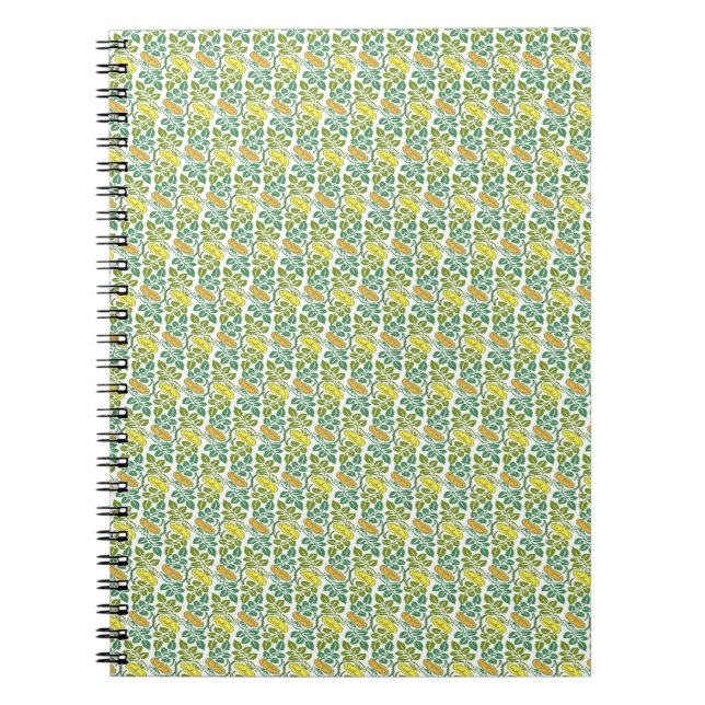 Caderno Espiral Art Nouveau ButterCup - damask floral wallpaper (Frente)