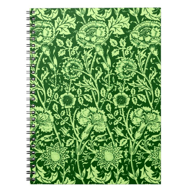 Caderno Espiral Art Nouveau Carnação Damask, Forest Green (Frente)