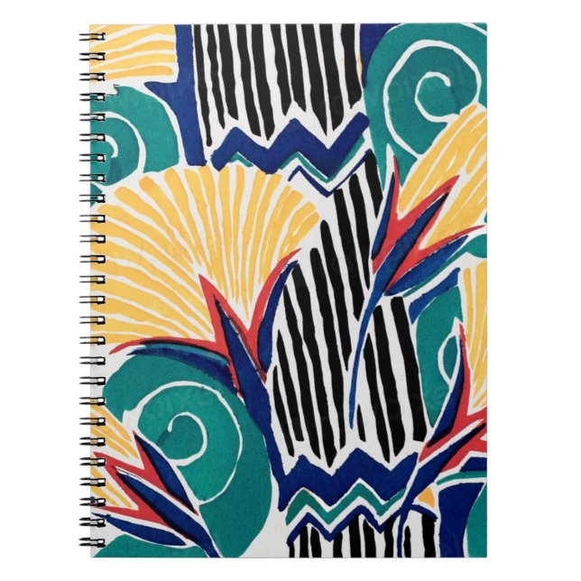 Caderno Espiral Art Nouveau design botânico (Frente)
