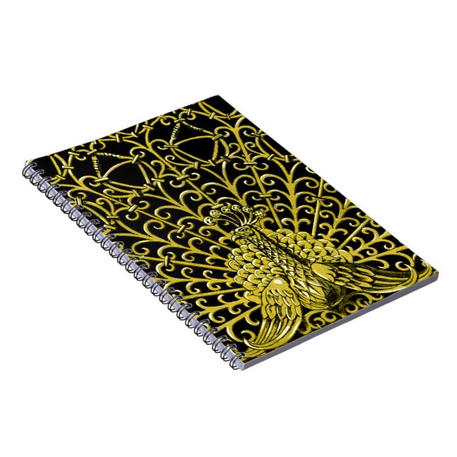 Caderno Espiral Art Nouveau Dourado Peacock (Lado Direito)