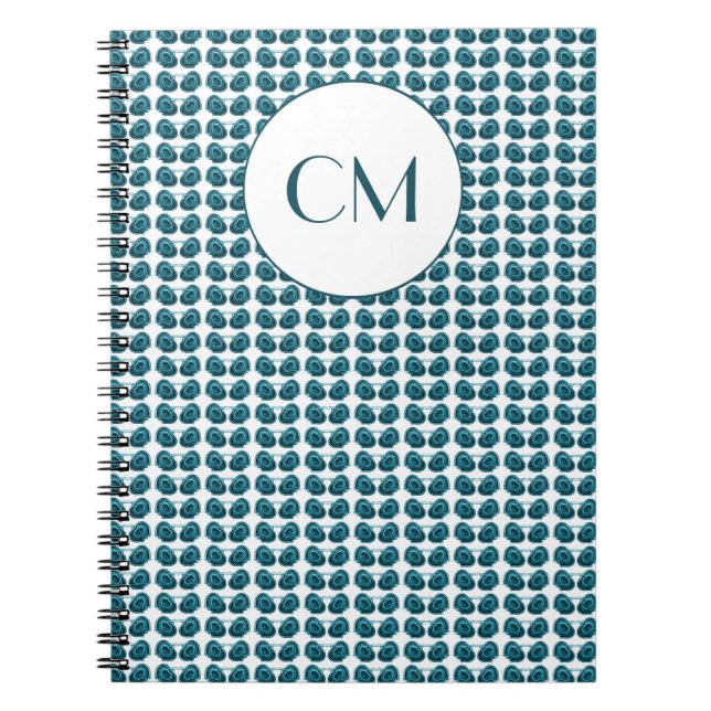 Caderno Espiral Art Nouveau Flores em Azul (Frente)