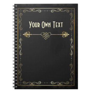 Caderno Espiral Art Nouveau Gilded em Notebook Negro